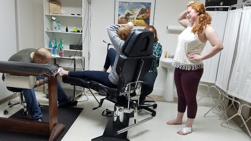 Explore cross stitch tattoo ideas, creative tattoo ideas in Evansville, available at Baldwins Body Art