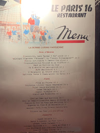 Le Paris Seize à Paris menu