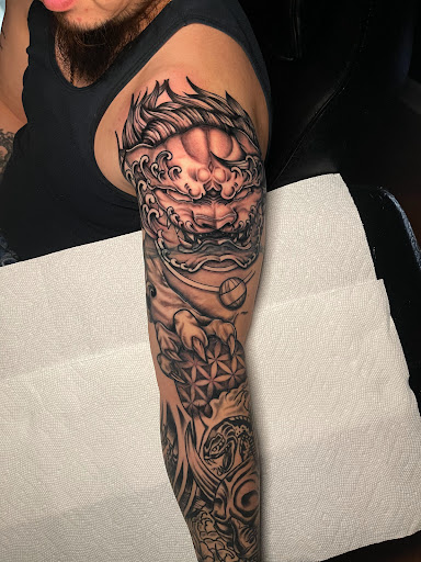 Explore tattoo sleeve fill in ideas, creative tattoo ideas in Madison, available at Golden Phoenix Tattoo Co.