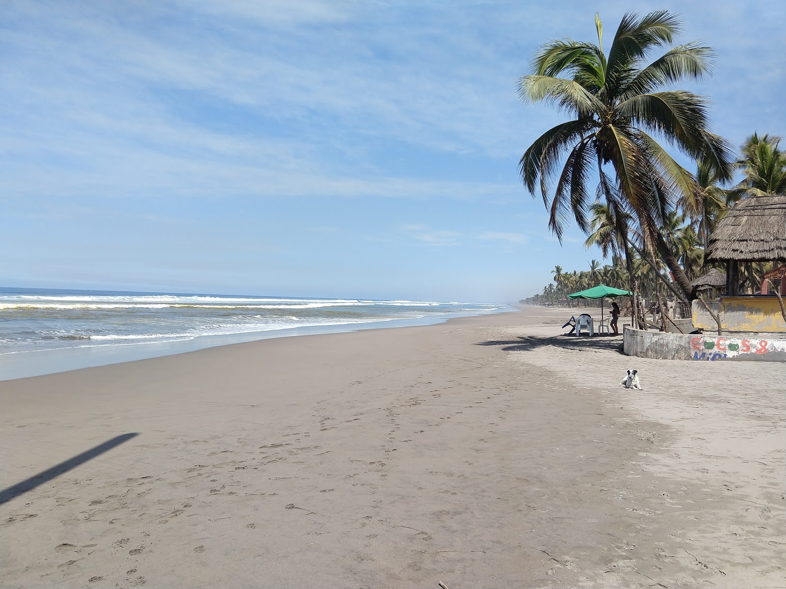 Foto van Playa Erendira met fijn bruin zand oppervlakte