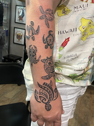 Explore tattoo ideas line work, creative tattoo ideas in Honolulu, available at Aloha Tattoo Waikiki Hilton Hawaiian Village Rainbow Bazaar