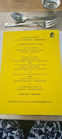 Restaurant de cuisine européenne moderne das weisse haus à Hamburg (le menu)