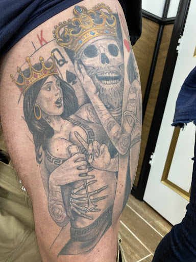 Explore car guy tattoos ideas, creative tattoo ideas in Charlottesville, available at Ben Around Tattoos