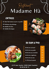 Restaurant vietnamien Madame Ha à Saint-Gaudens - menu / carte