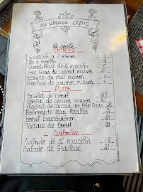 Menu du Au virage Lepic à Paris