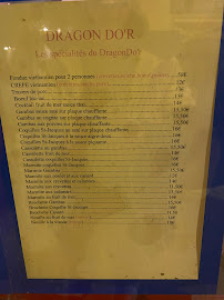 Menu / carte de Dragon d'Or à Saint-Vallier
