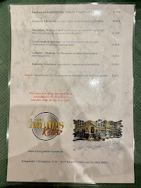 Menu / carte de Königskeller à Kassel