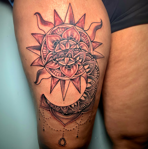 Explore leg sleeve tattoo ideas male, creative tattoo ideas in Atlanta, available at Iron Palm Tattoos & Body Piercing Atlanta