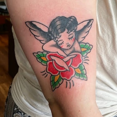 Explore spiritual 444 tattoo ideas, creative tattoo ideas in Lawrence, available at Standard Electric Tattooing