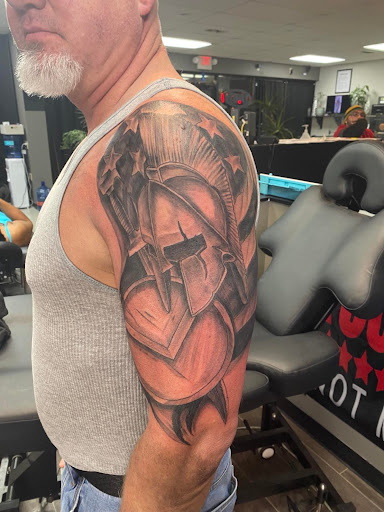 Explore ocean sleeve tattoo ideas, creative tattoo ideas in Pineville, available at Twin Flame Tattoo & Skincare