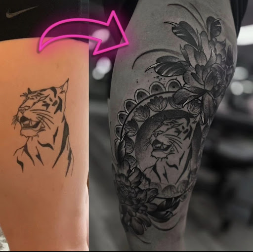 Explore half arm sleeve tattoo ideas, creative tattoo ideas in Valdosta, available at Acid Ink Tattoos