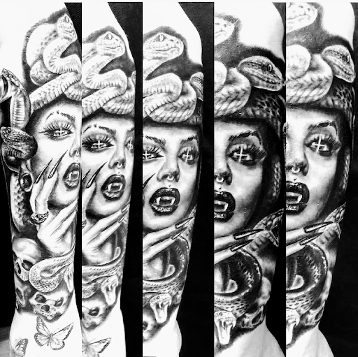 Explore wrist cover up tattoos ideas, creative tattoo ideas in Sarasota, available at SEVEN SINS Tattoo Studio