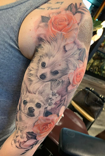 Explore calf sleeve tattoo ideas, creative tattoo ideas in Transfer, available at Studio Antherium Tattoo