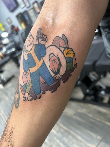 Explore unique knee tattoo ideas, creative tattoo ideas in El Paso, available at American Tattoo Society of Ft Bliss