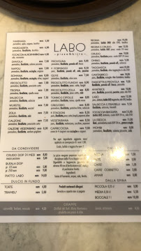 Pizzeria Labo à Tortona carte