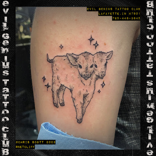 Explore half heart tattoo ideas, creative tattoo ideas in Lafayette, available at Evil Genius Tattoo Club