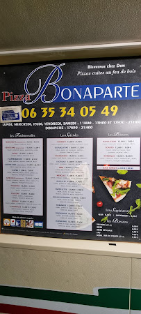Menu du Pizza Bonaparte à Auxonne