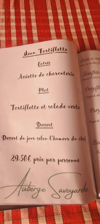 Restaurant français Auberge Savoyarde à Domessin (la carte)