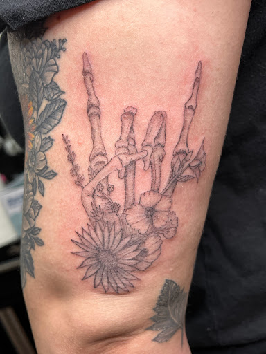 Explore trumpet tattoo ideas, creative tattoo ideas in Vancouver, available at Sacred Yeti Tattoos