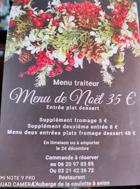 Restaurant l'Auberge de la Coulotte à Avion menu