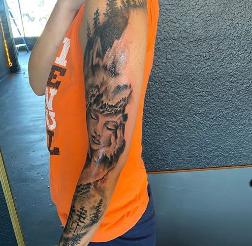 Explore neck and shoulder tattoo ideas, creative tattoo ideas in Twin Falls, available at Black Rose Tattoo