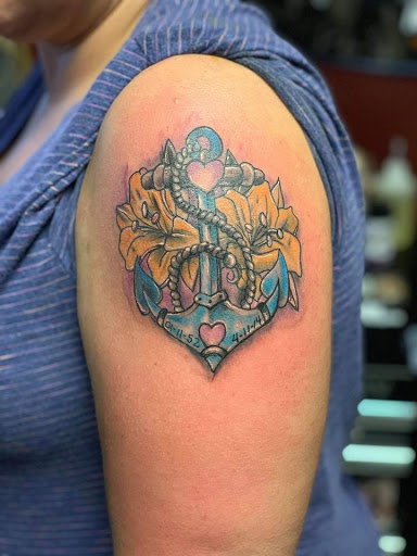Explore tattoo ideas for shoulder cap, creative tattoo ideas in Roanoke, available at RailYard INK