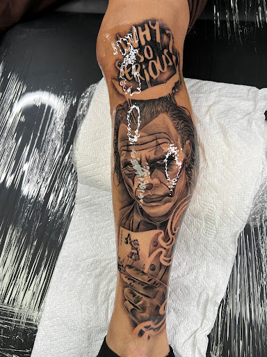 Explore t rex tattoo ideas, creative tattoo ideas in Las Vegas, available at Black Plague Tattoos