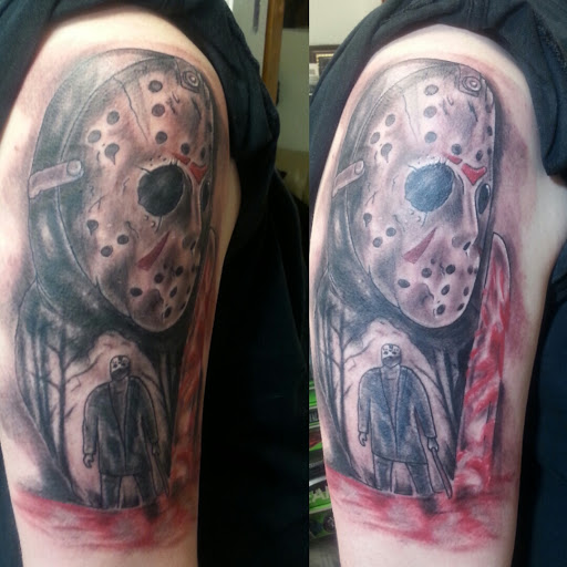 Explore military sleeve tattoo ideas, creative tattoo ideas in Spencer, available at Ink Envy Tattoo And Body Piercing