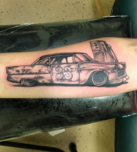 Explore life and death sleeve tattoo ideas, creative tattoo ideas in Cedar Creek, available at Inkd Out Tattoos