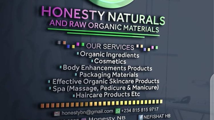 Honesty Naturals and Raw Organic materials