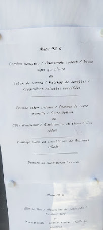 Menu / carte de Le Bateau d'Emile à Serrières