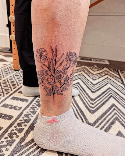 Explore side of finger tattoo ideas, creative tattoo ideas in Burley, available at Fine Line Ink