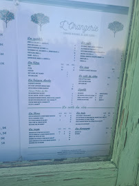 Restaurant L'Orangerie à Saint-Cloud (le menu)
