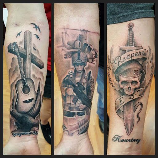 Explore clock sleeve tattoo ideas, creative tattoo ideas in Roanoke, available at Imagine Ink Studios