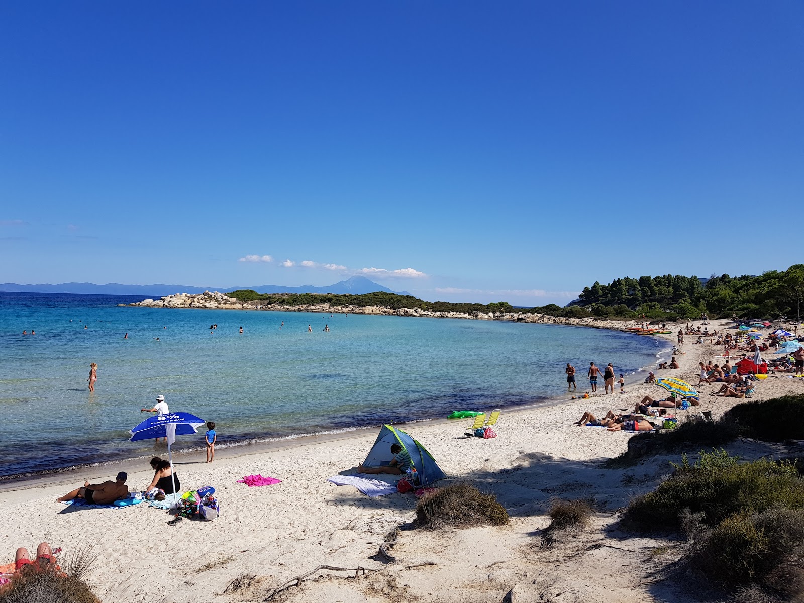 Photo of Karydi beach with turquoise pure water surface