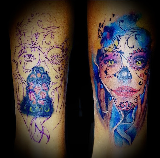 Explore cover up tattoo ideas for feet, creative tattoo ideas in Newfield, available at Parabellum Tattoo Studio