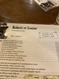 Robert et Louise à Paris menu
