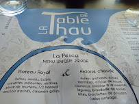 Restaurant de fruits de mer La Table de Thau à Bouzigues (la carte)