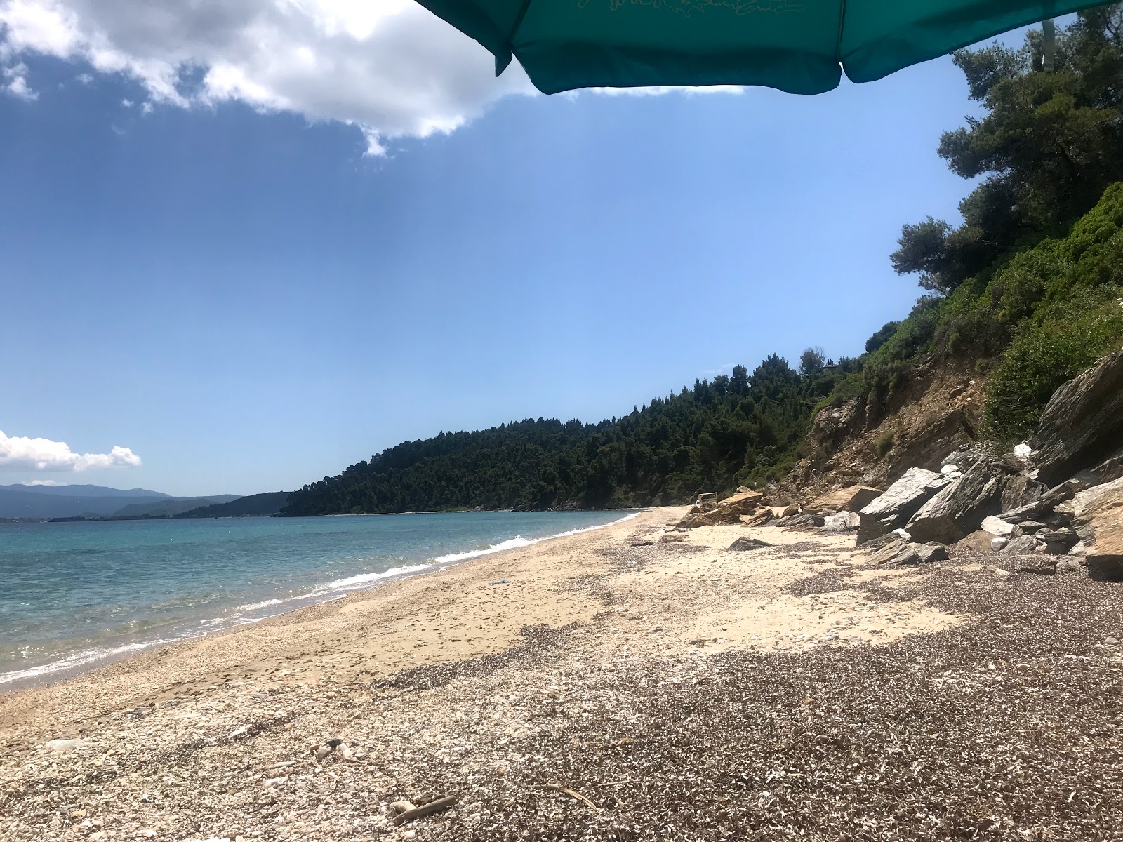 Salonikiou beach II的照片 带有轻质沙和卵石表面