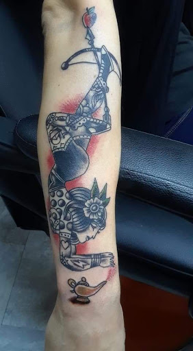 Explore snowboard tattoo ideas, creative tattoo ideas in Muncie, available at Obscura Tattoo shop and Oddity Collective