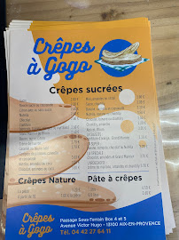 Carte du Crêpes à Gogo à Aix-en-Provence