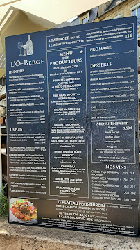 Menu du Restaurant L'Ô-Berge à Montignac-Lascaux