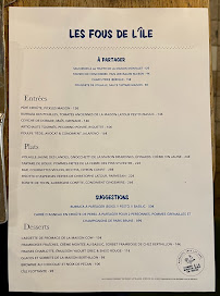 Menu du Les Fous de l'Île à Paris