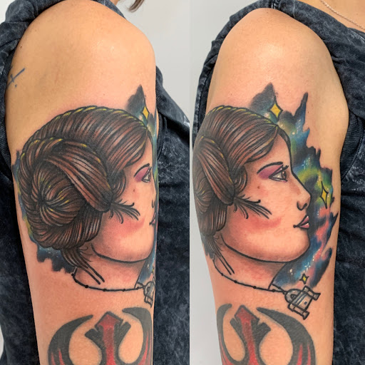 Explore quarter tattoo sleeve ideas, creative tattoo ideas in Kansas City, available at Golden Stag Tattoo and Gallery