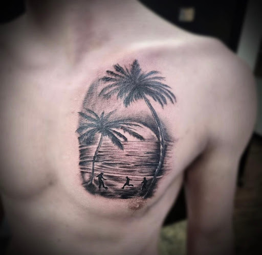 Explore bicep tattoo ideas for men, creative tattoo ideas in Savannah, available at Resurrection Ink Tattoos and Body Piercing