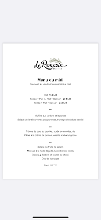 Le Romarin , Etampes à Étampes menu