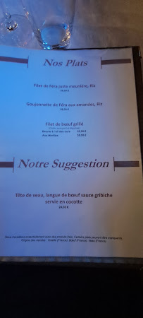 Restaurant Le Relais de la Chevrette à Bernex (la carte)