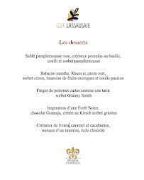 Carte du Restaurant Guy Lassausaie à Chasselay