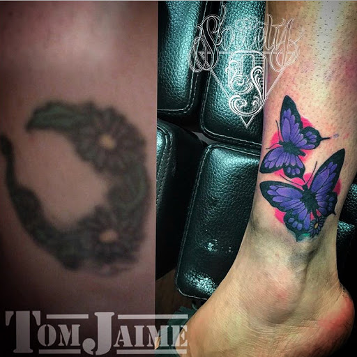 Explore back of shoulder tattoo ideas, creative tattoo ideas in Bakersfield, available at Society 9 Tattoo and Body Art Studio