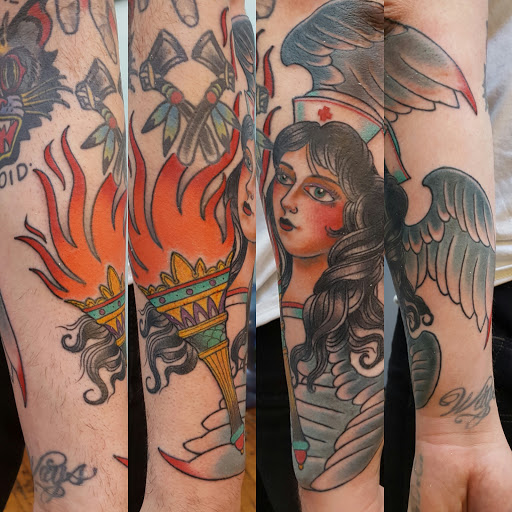 Explore astronomy tattoo ideas, creative tattoo ideas in Providence, available at The Torchbearer Tattoo